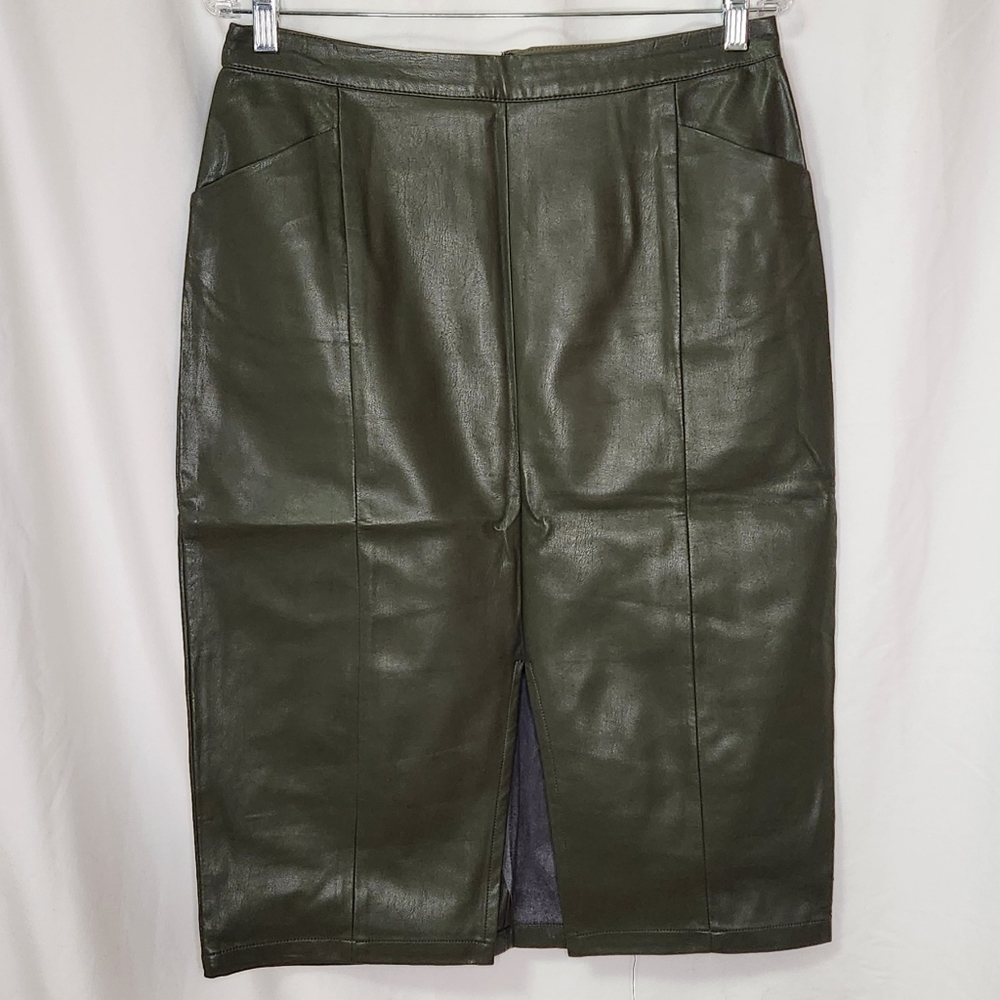 Who What Wear Green Faux Leather Skirt size 12